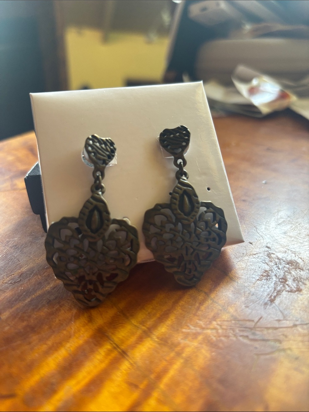 Intricate Heart Filigree Drop Earrings